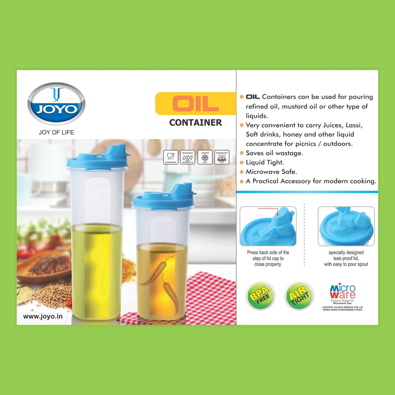 Joyo Plastics Oil Dispenser- 1000 ml (Assorted Colours) 1 pc Combo
