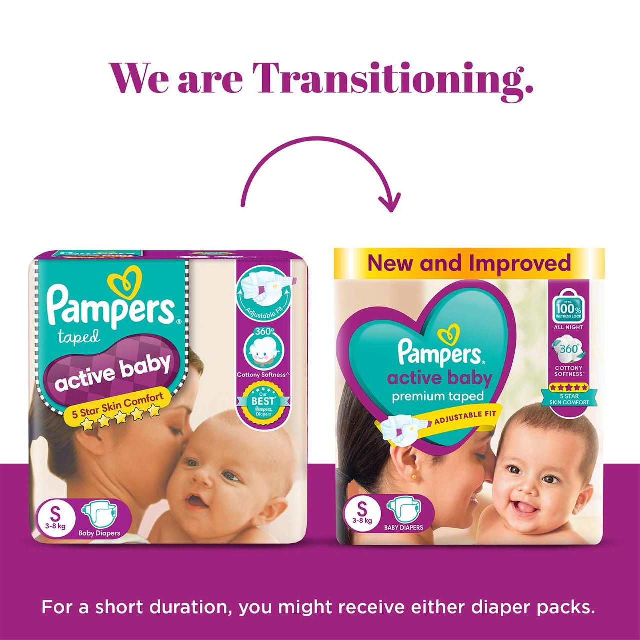 Pampers Active Baby Diaper (Taped, S , 3-8 kg)