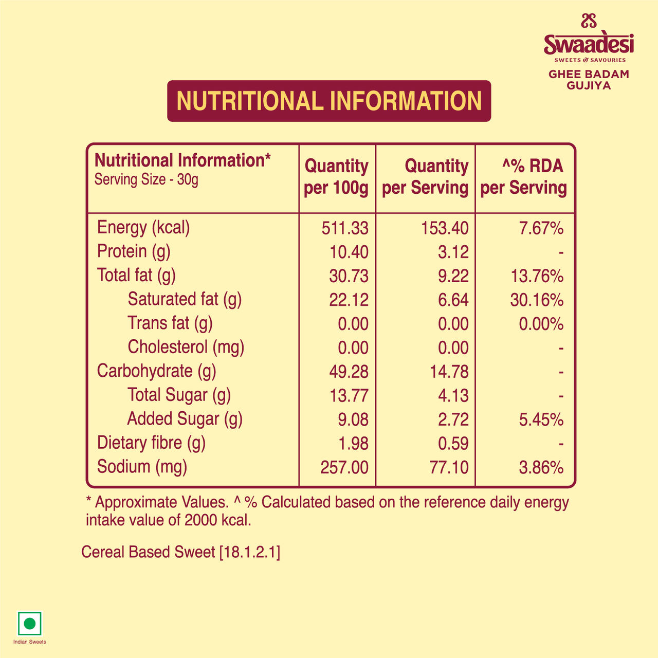 UNIBIC Swaadesi Pure Ghee Badam Gujiya