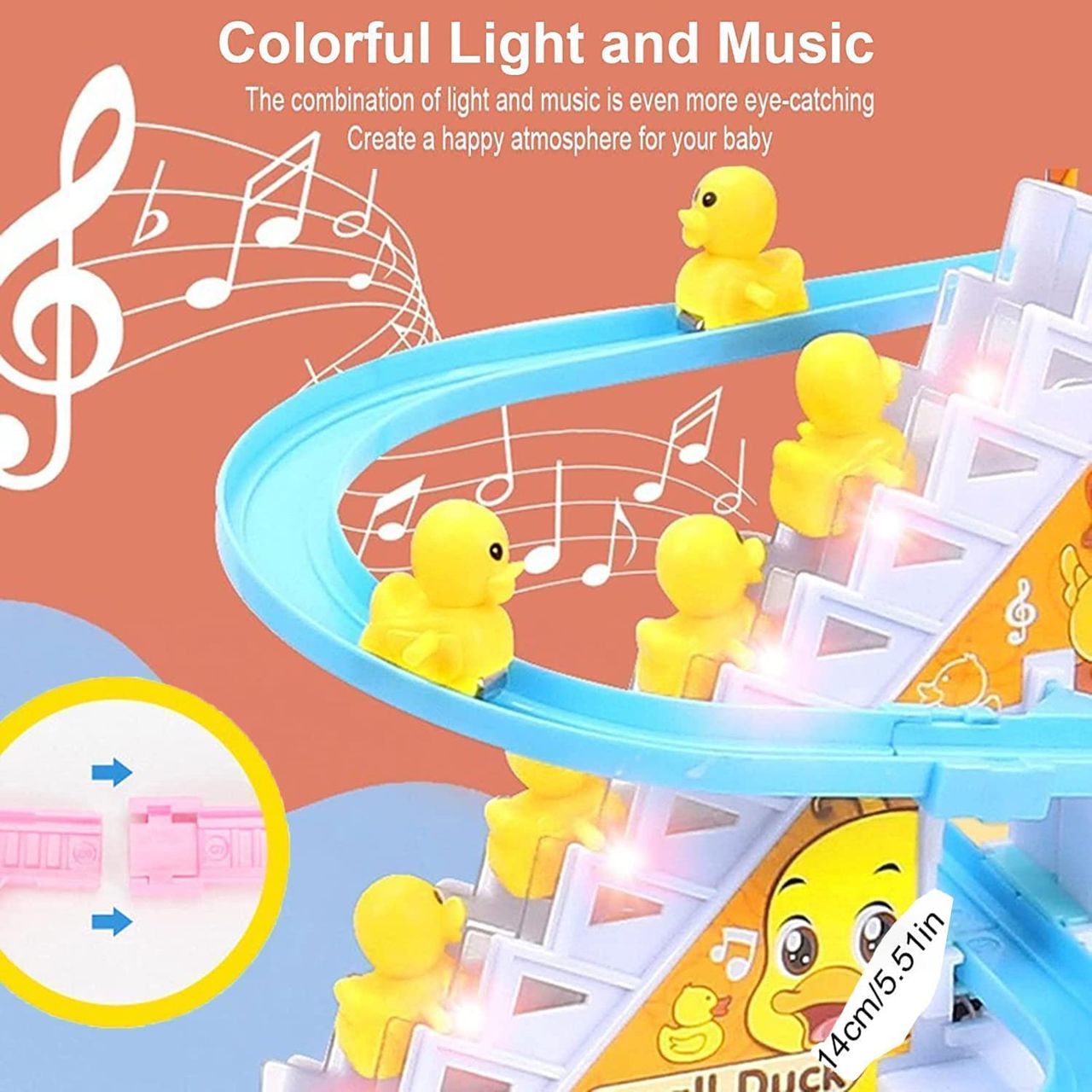 Toyshine 3 Duck Slide Toy Set, Funny Automatic Stair Climbing Ducklings Cartoon Race Track Set