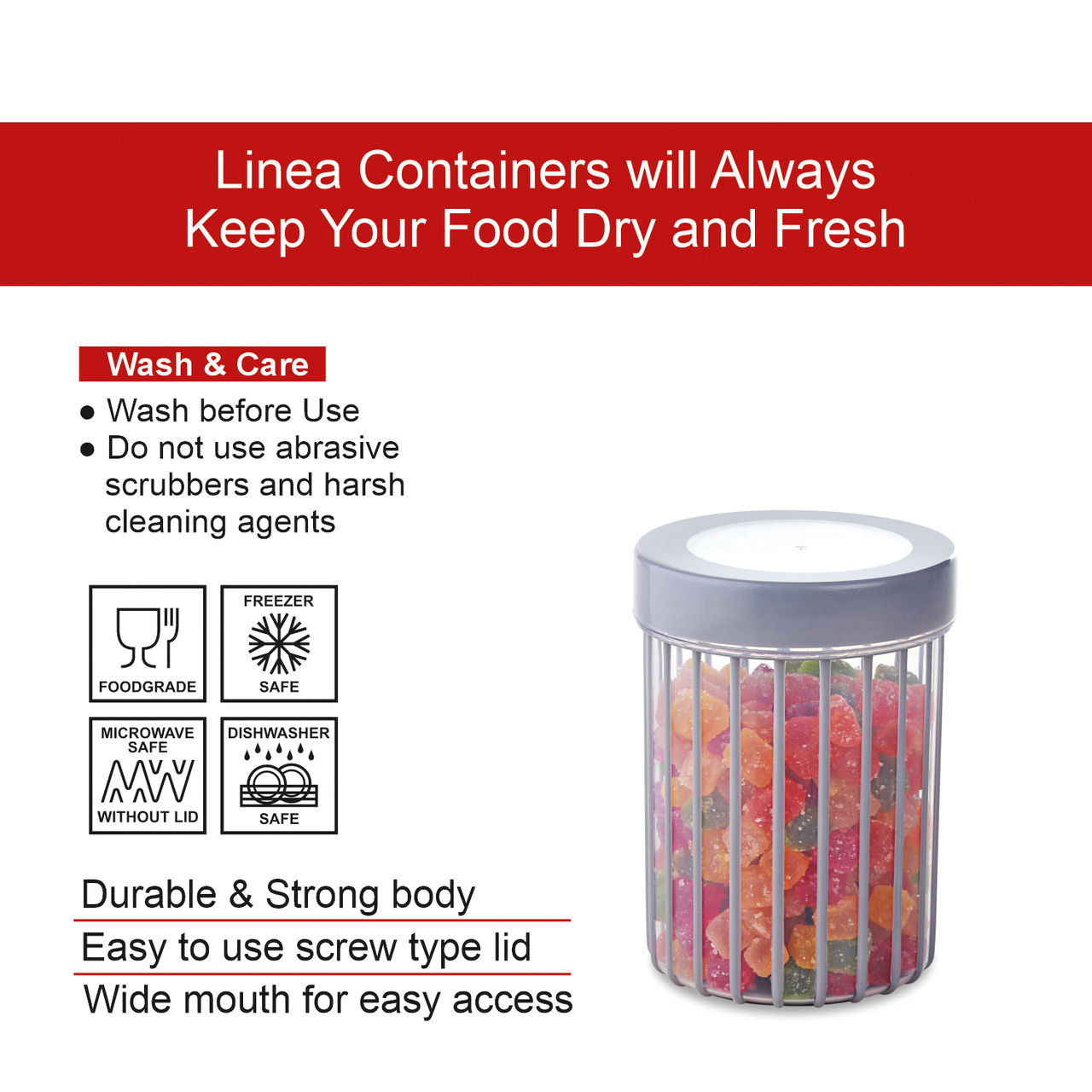 Joyo Better Home Linea Container 560 Ml (3 Pcs Set)- Grey