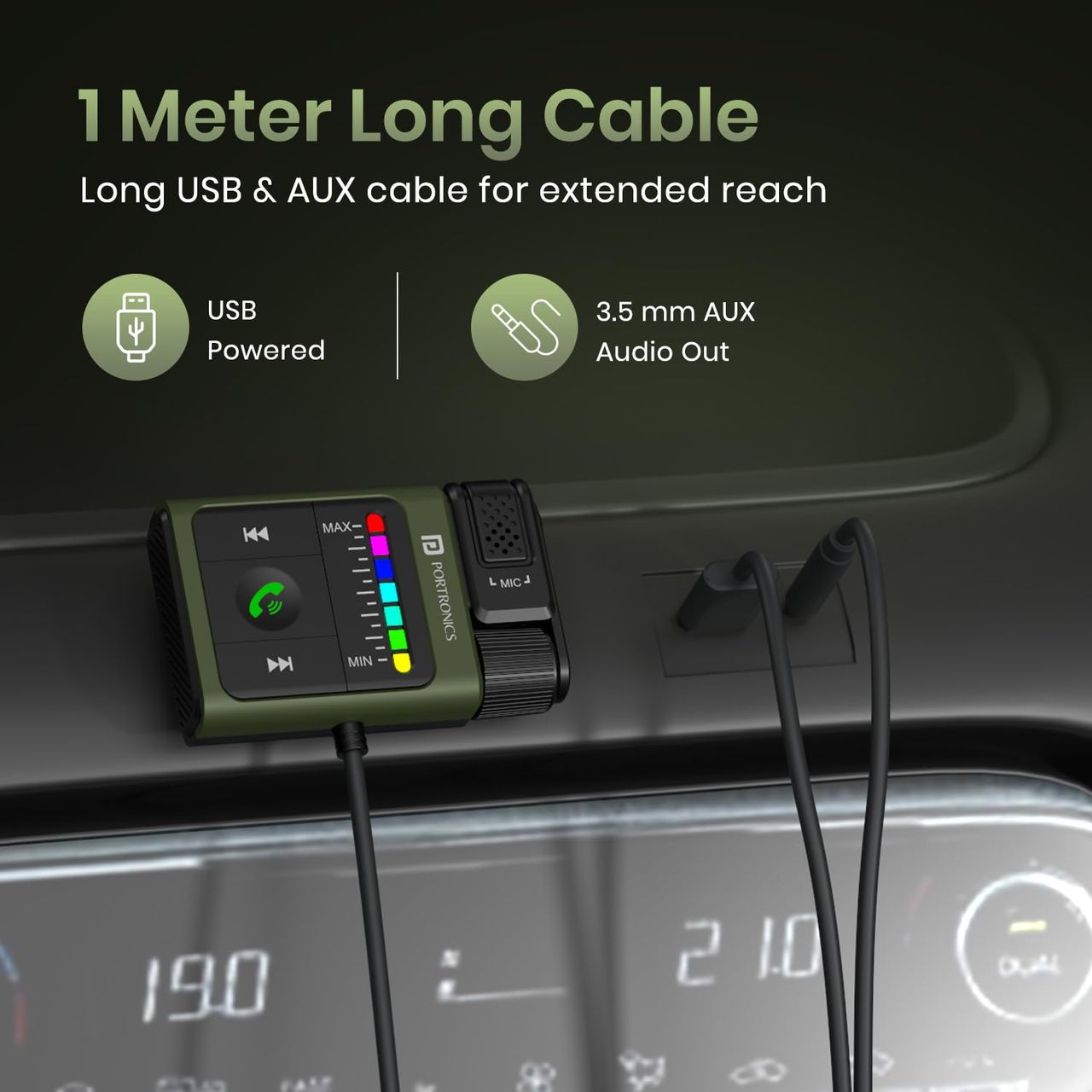 Portronics Auto Tune Car Bluetooth Connector