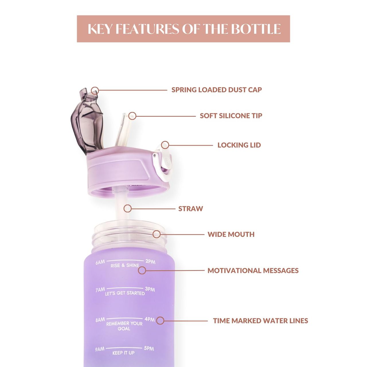 Nestasia Motivational Watter Bottles Green & Lavender - Set Of 3