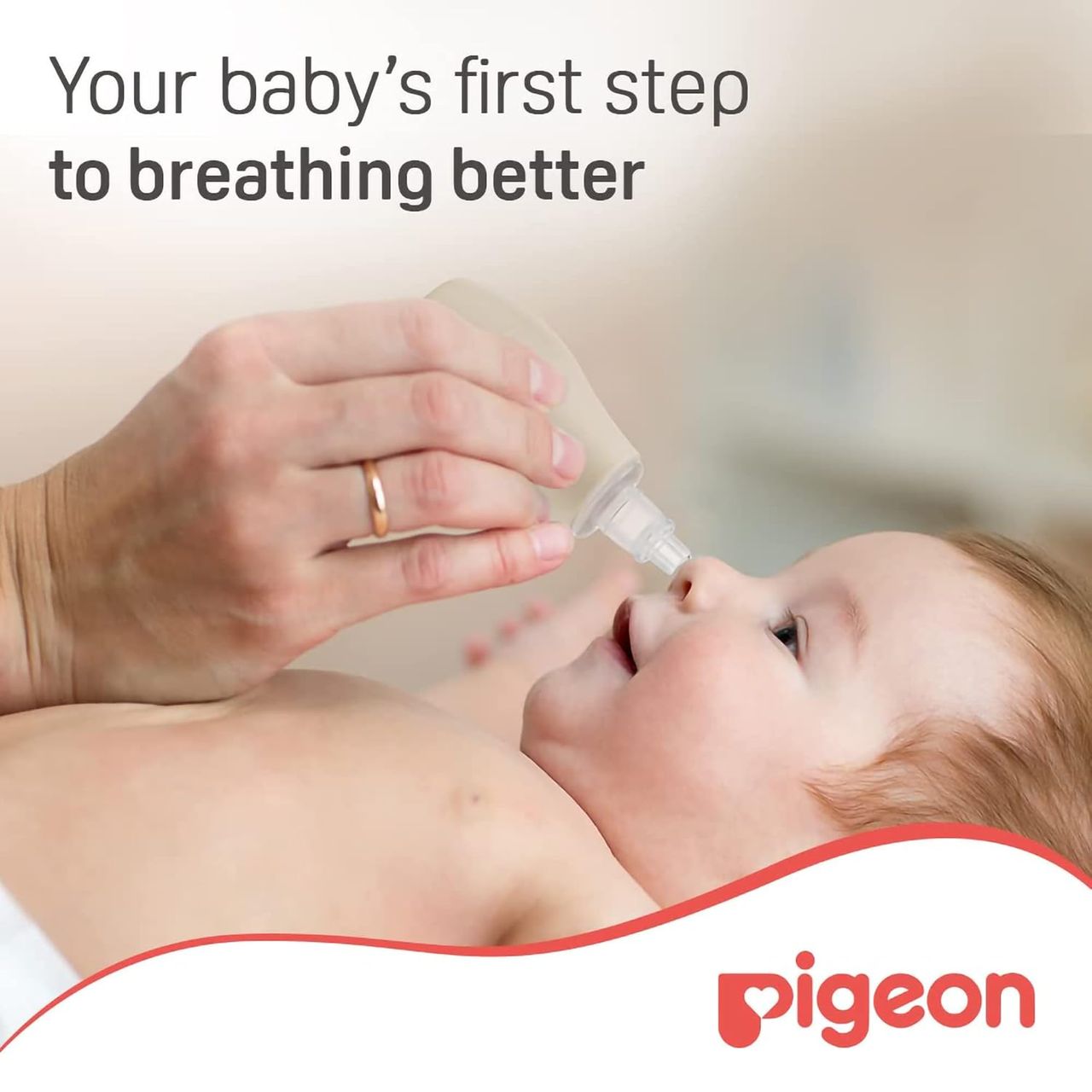 Pigeon Baby Care Nasal Aspirator | White and Red | 0 - 3 years