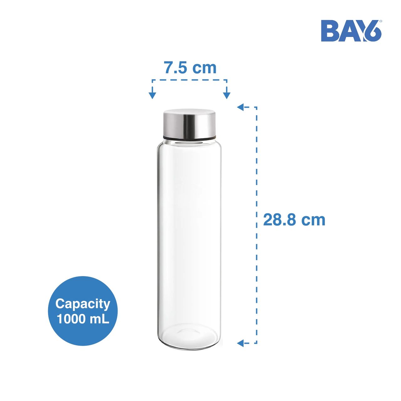 BAY6 Borosilicate Glass Bottle 1000 ml