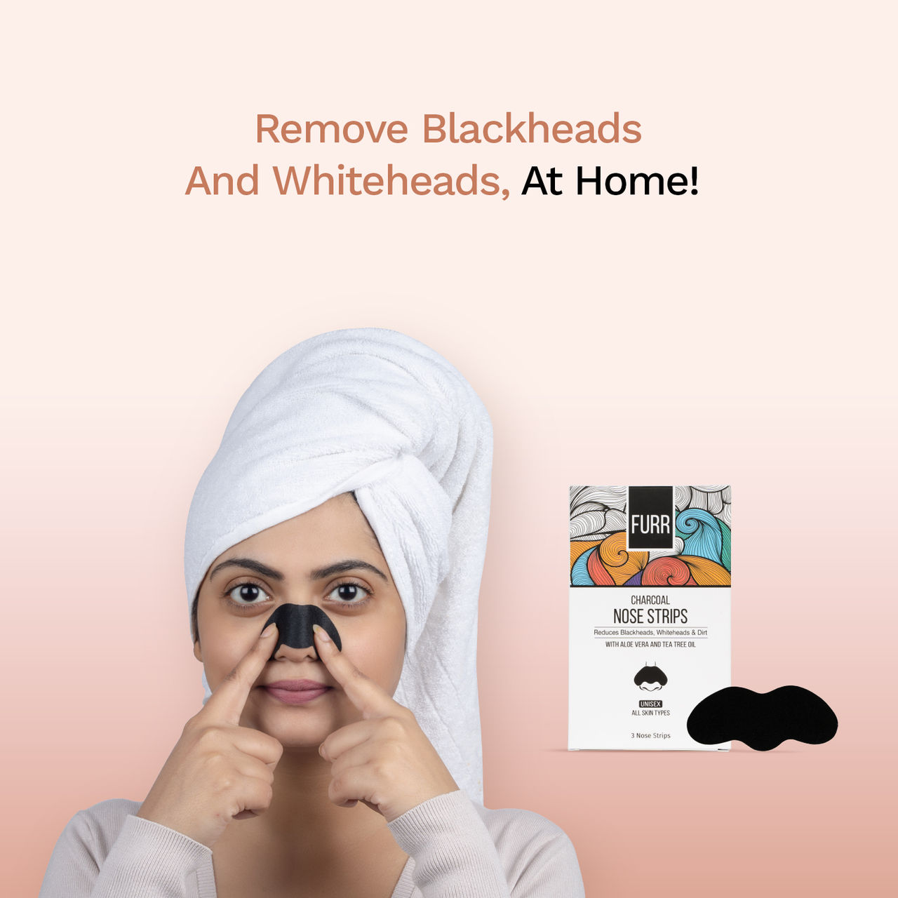 FURR By Pee Safe Charcoal Nose Strips | Instant Blackhead Removal & Deep Pore Cleansing