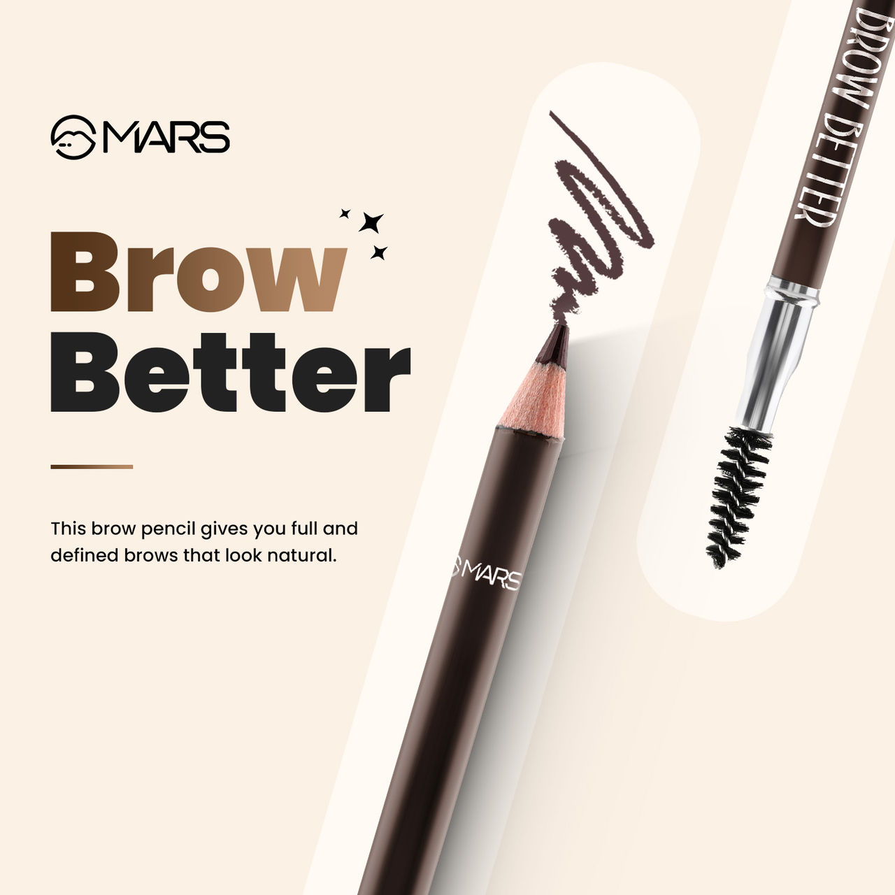 MARS Cosmetics Brow Better Eyebrow Pencil With Spoolie (Dark Brown)