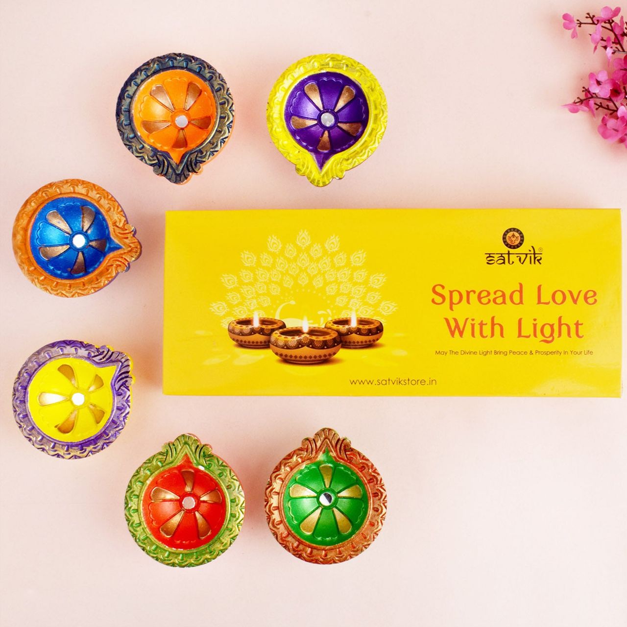Satvik Designer Multicolor Clay Diya