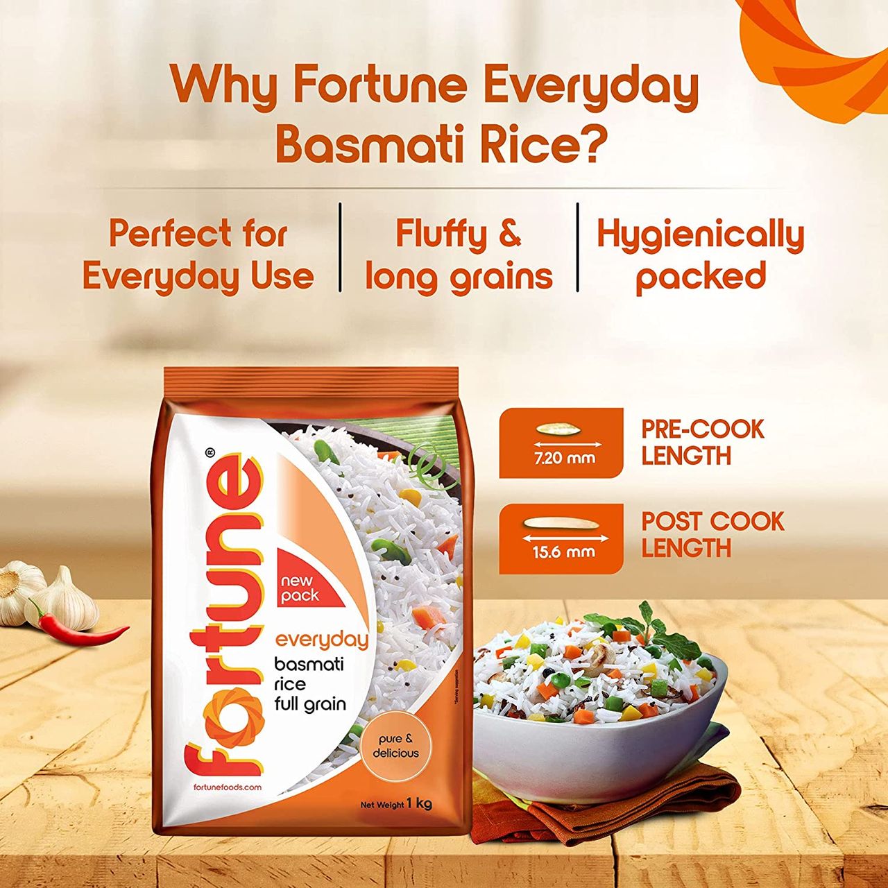 Fortune Everyday Basmati Rice 1 kg Combo