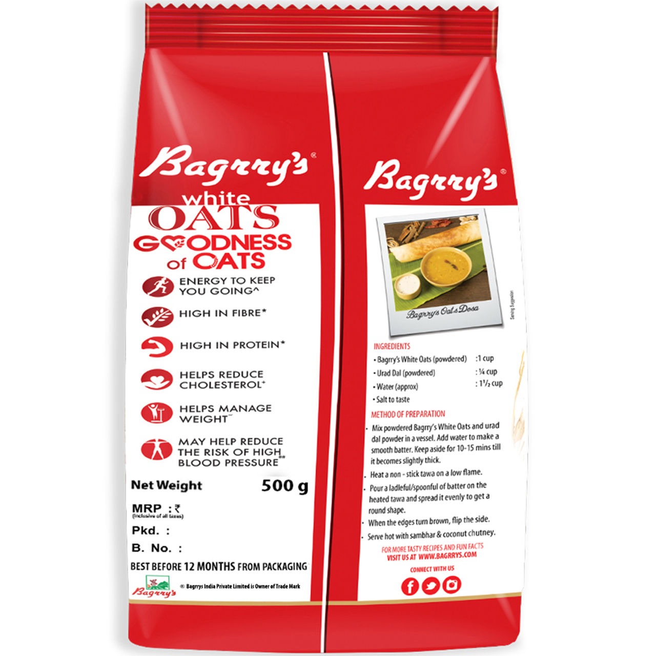 Bagrry's White Oats (Made From 100% Whole Grain)