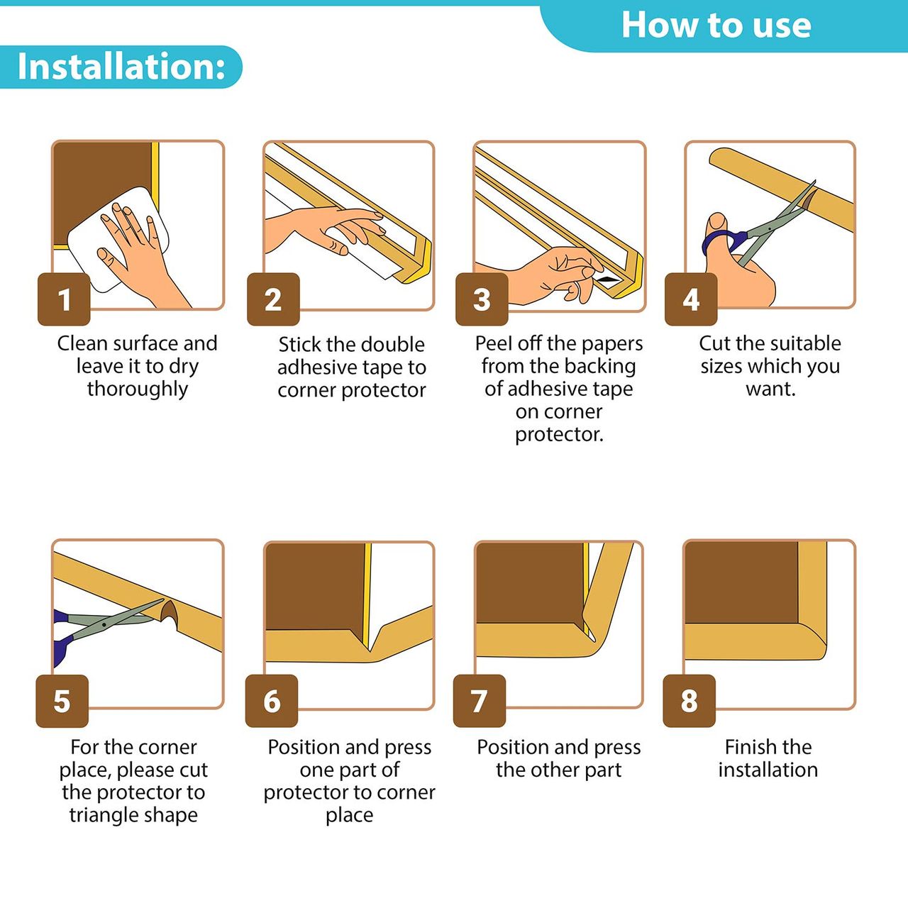 LuvLap Furniture Edge Guard Strips For Kids | Brown | 6+ months