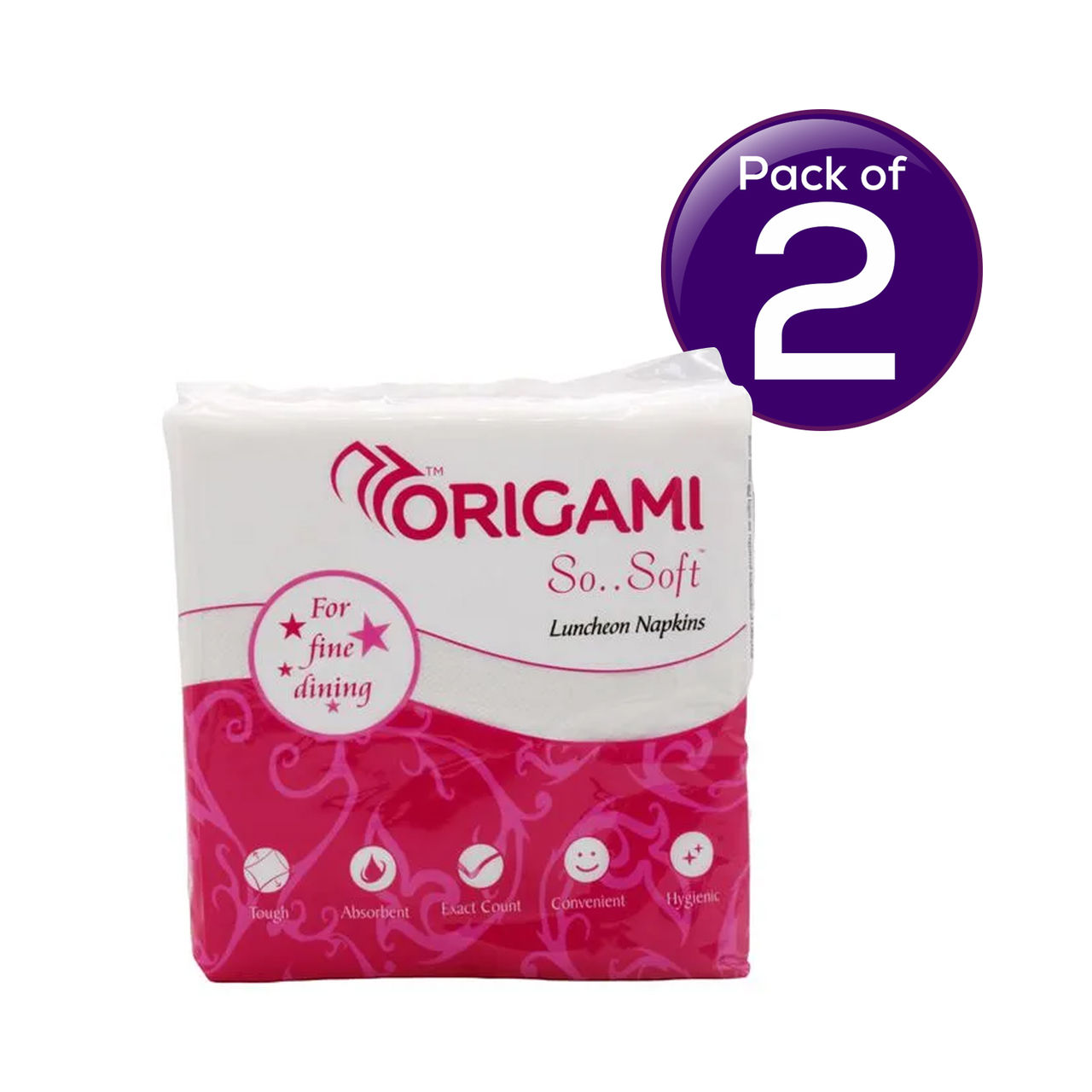 Origami Luncheon Tissue Paper Napkins - 32 X 32 cm - 50 Serviettes 50 pc Pack of 2