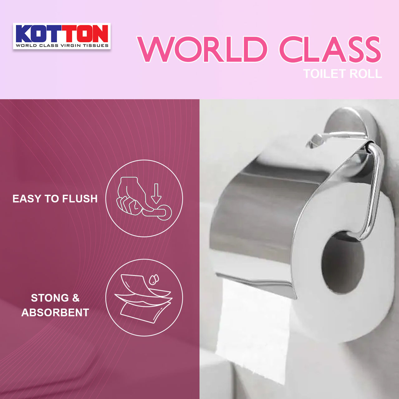 Kotton Toilet Roll - 2 Ply -100% Virgin Pulp/Paper, single pack 400 sheets 400 pc Combo