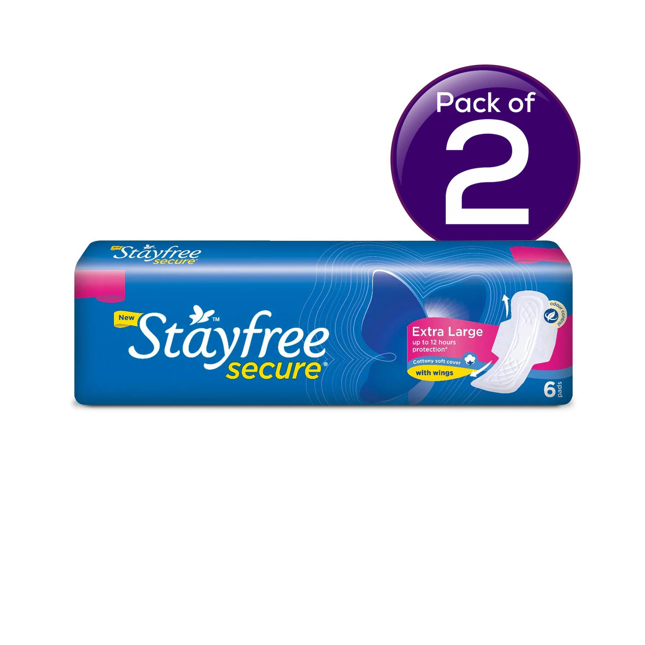 Stayfree Secure Sanitary Pads - XL 6 pc Combo