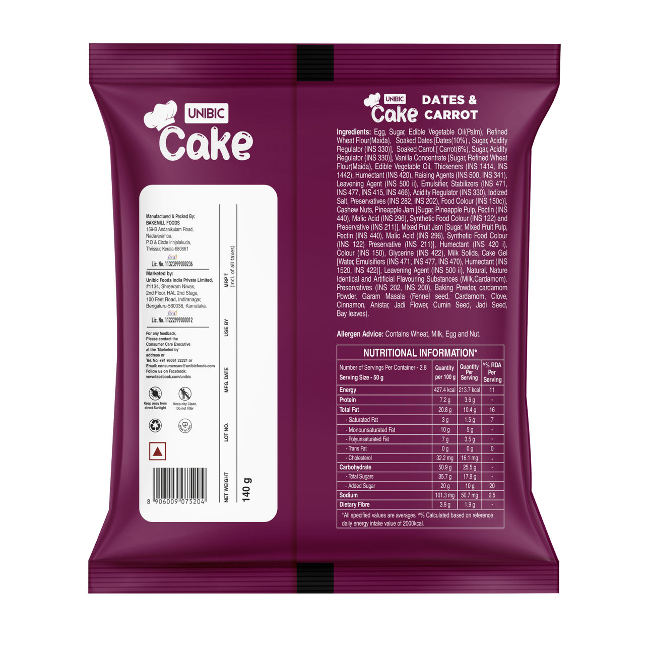 UNIBIC Dates & Carrot Cake