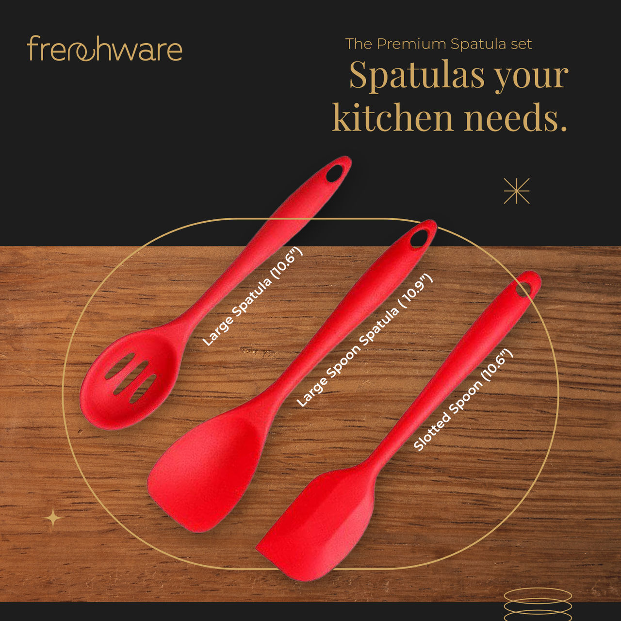 Frenchware Silicone Spatula | 2 Jar Spatulas & 1 Whisk, for Cooking, Baking & Mixing