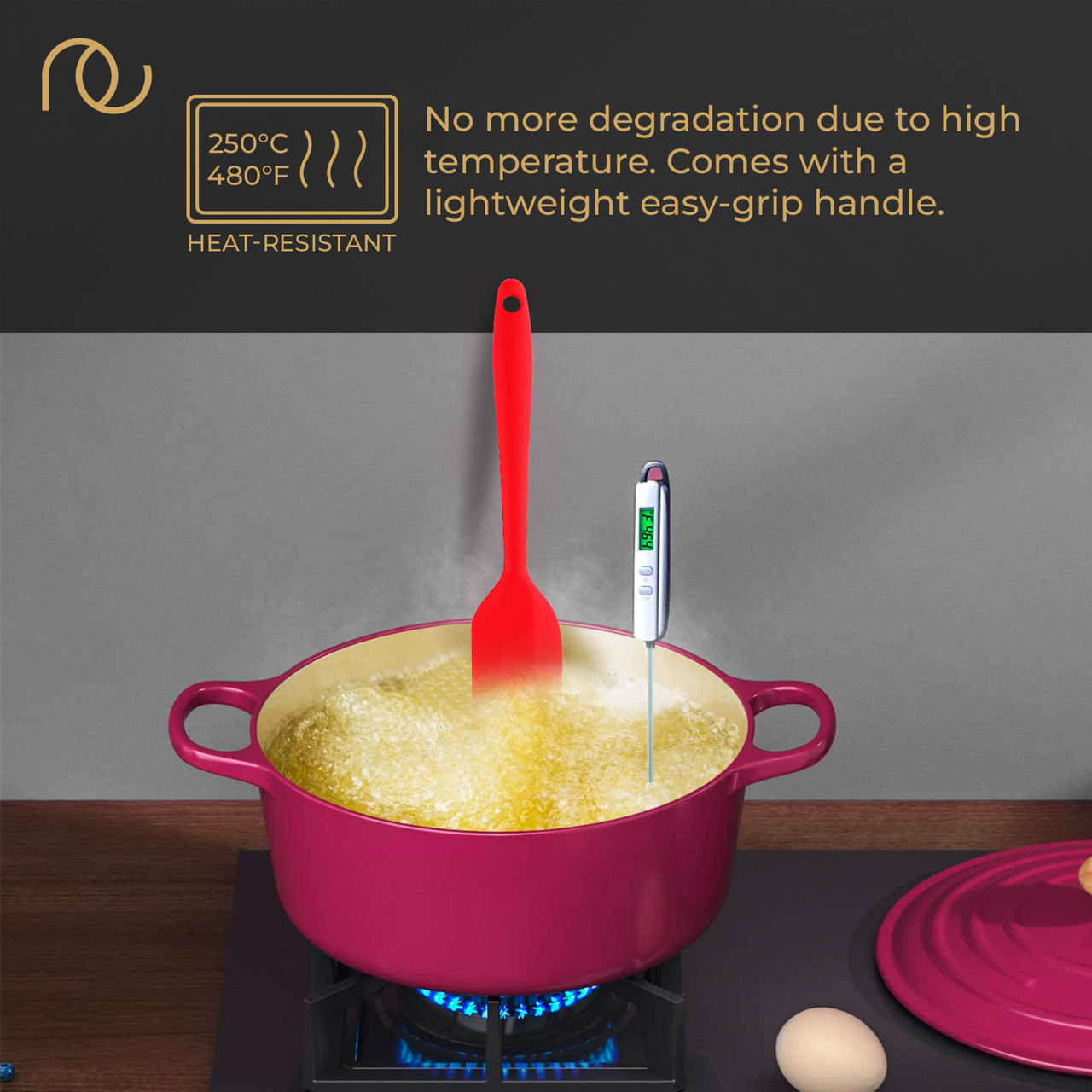 Frenchware Silicone Spatula | 2 Jar Spatulas & 1 Whisk, for Cooking, Baking & Mixing