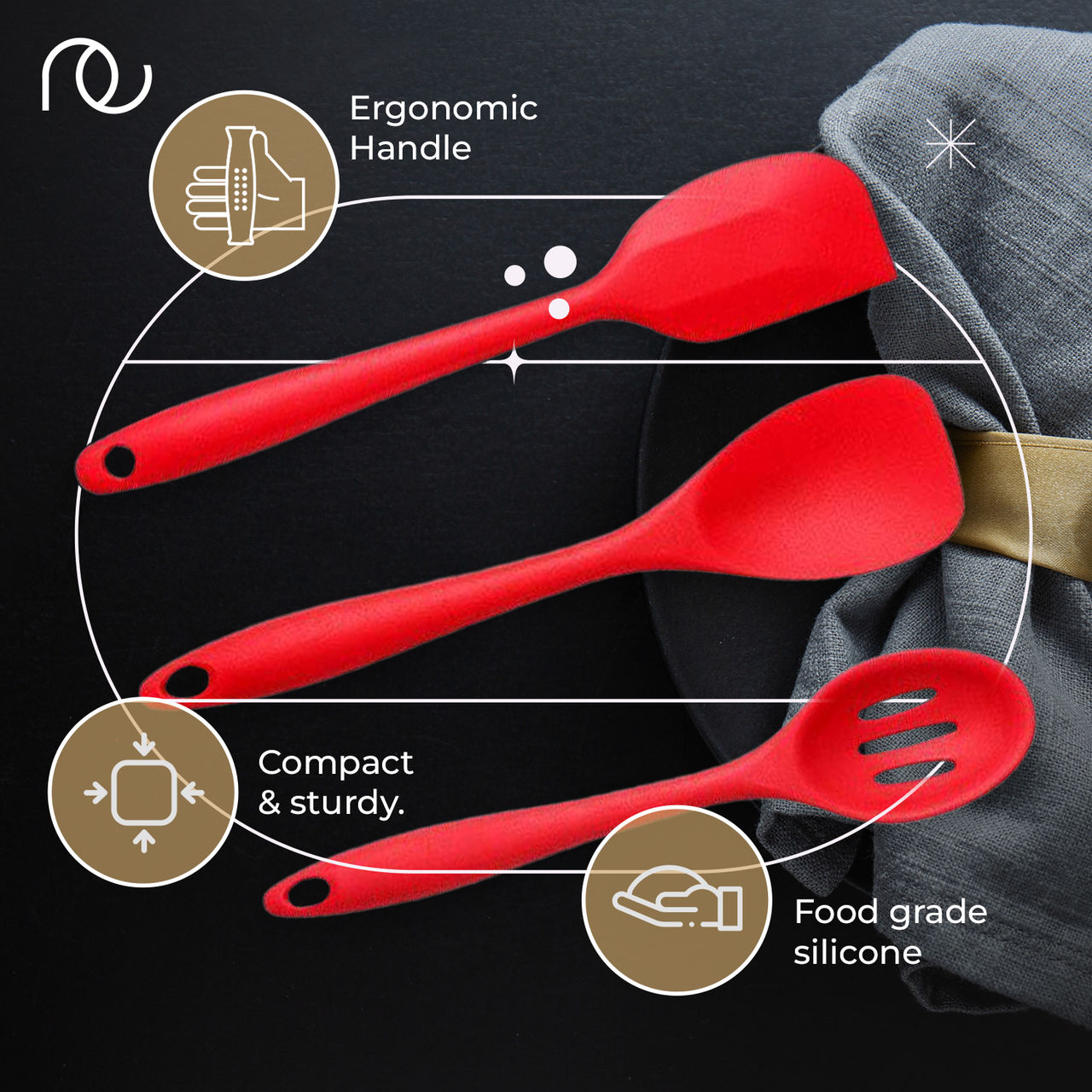 Frenchware Silicone Spatula | 2 Jar Spatulas & 1 Whisk, for Cooking, Baking & Mixing