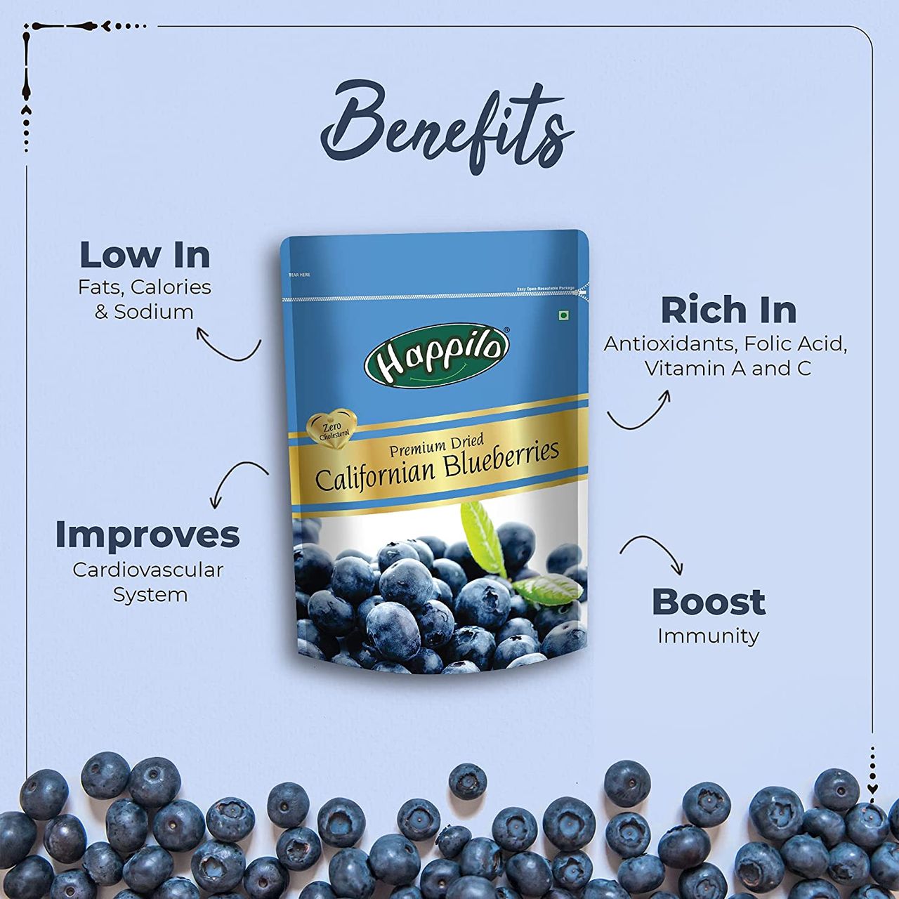 Happilo Premium Dried Californian Blueberries 150 g Combo