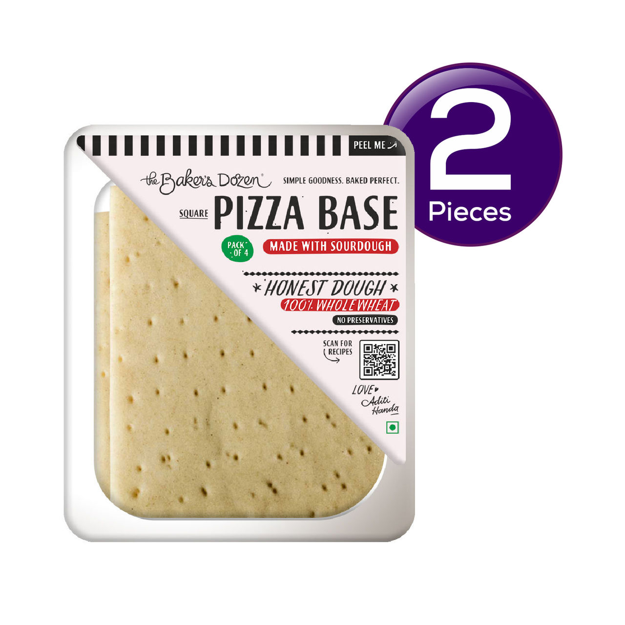 The Baker's Dozen Zero Maida Pizza Base No Palm Oil No Preservative 100% Wholewheat 140 g Combo
