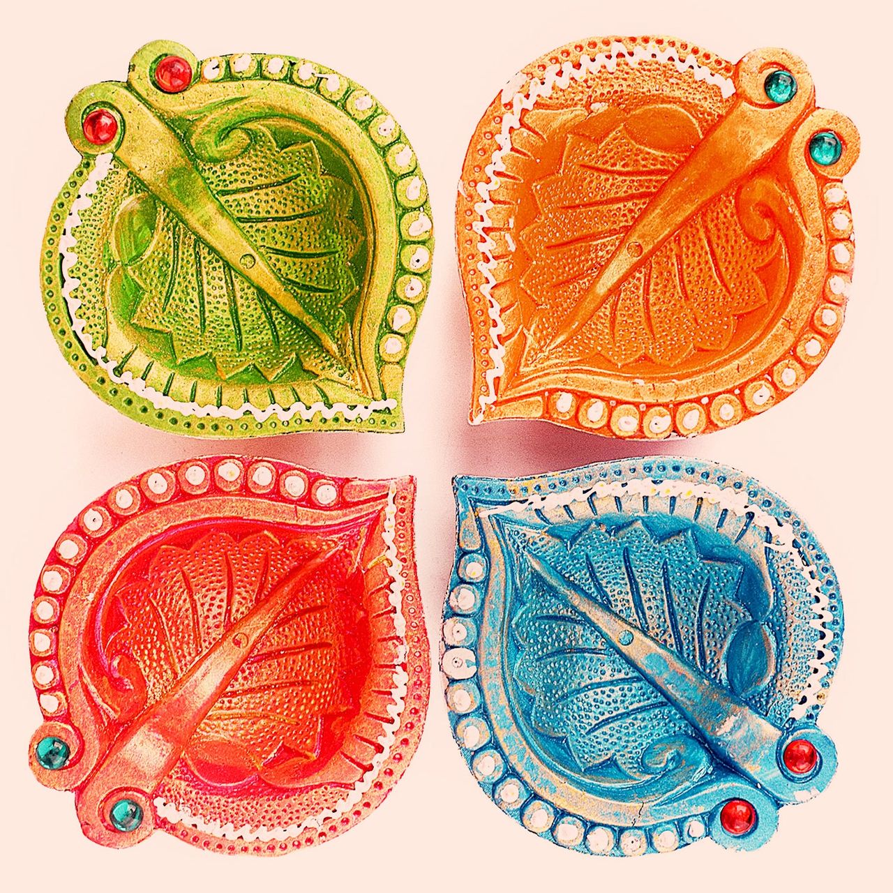Satvik Designer Multicolor Clay Diya