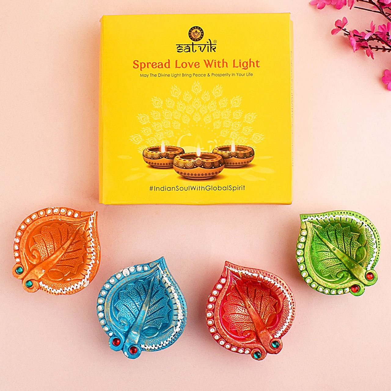 Satvik Designer Multicolor Clay Diya