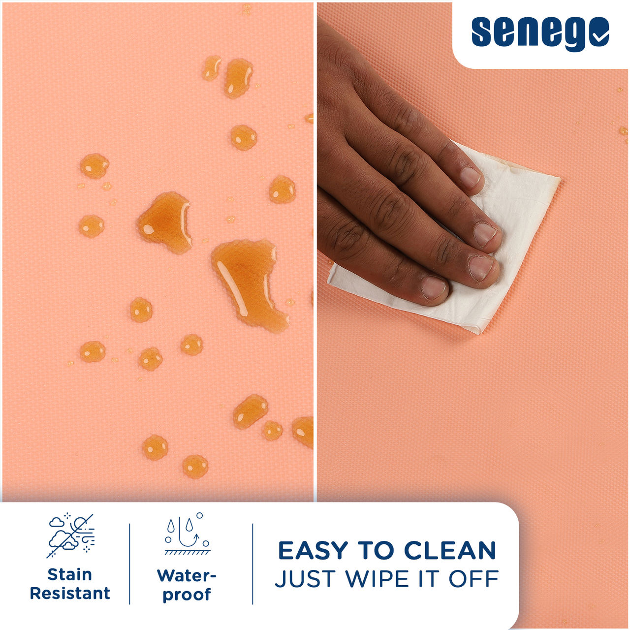 Senego by Trendy Home Anti-Slip Mat - For Fridge, Cupboard, Drawers, Shelf Liner | Peach-  45 cm x 5 m