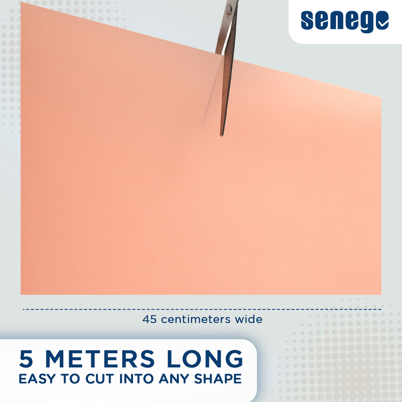 Senego by Trendy Home Anti-Slip Mat - For Fridge, Cupboard, Drawers, Shelf Liner | Peach-  45 cm x 5 m