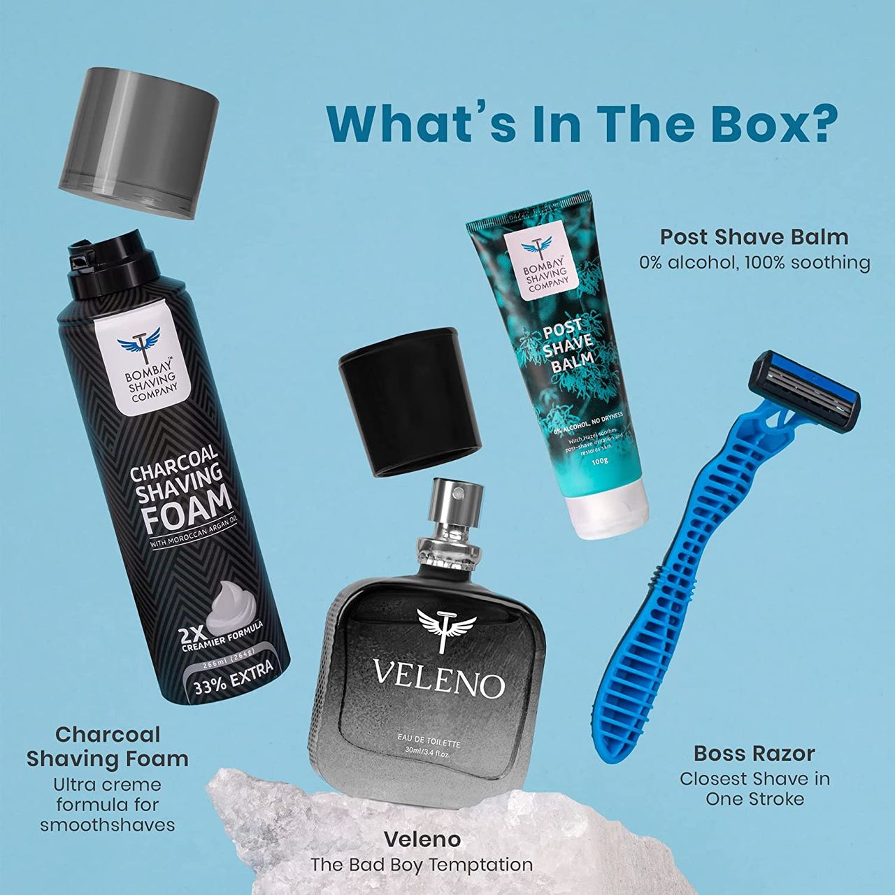 Bombay Shaving Company Shave & Dazzle Gift Set -Travel Kit. Perfume ,Razor ,Shaving Foam ,Shave Balm