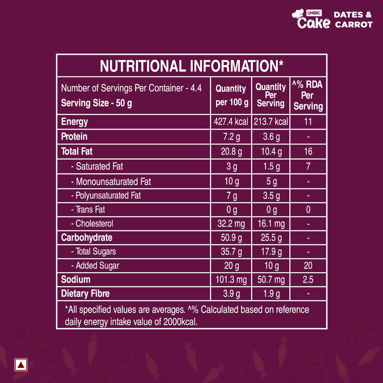 UNIBIC Dates & Carrot Cake
