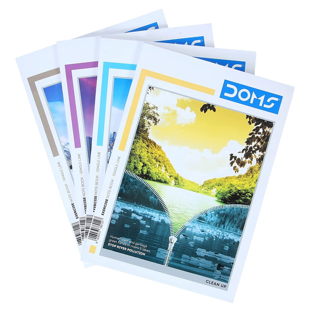 Doms Single Line A4 (Clean Up Series) Note Book-124 Pages