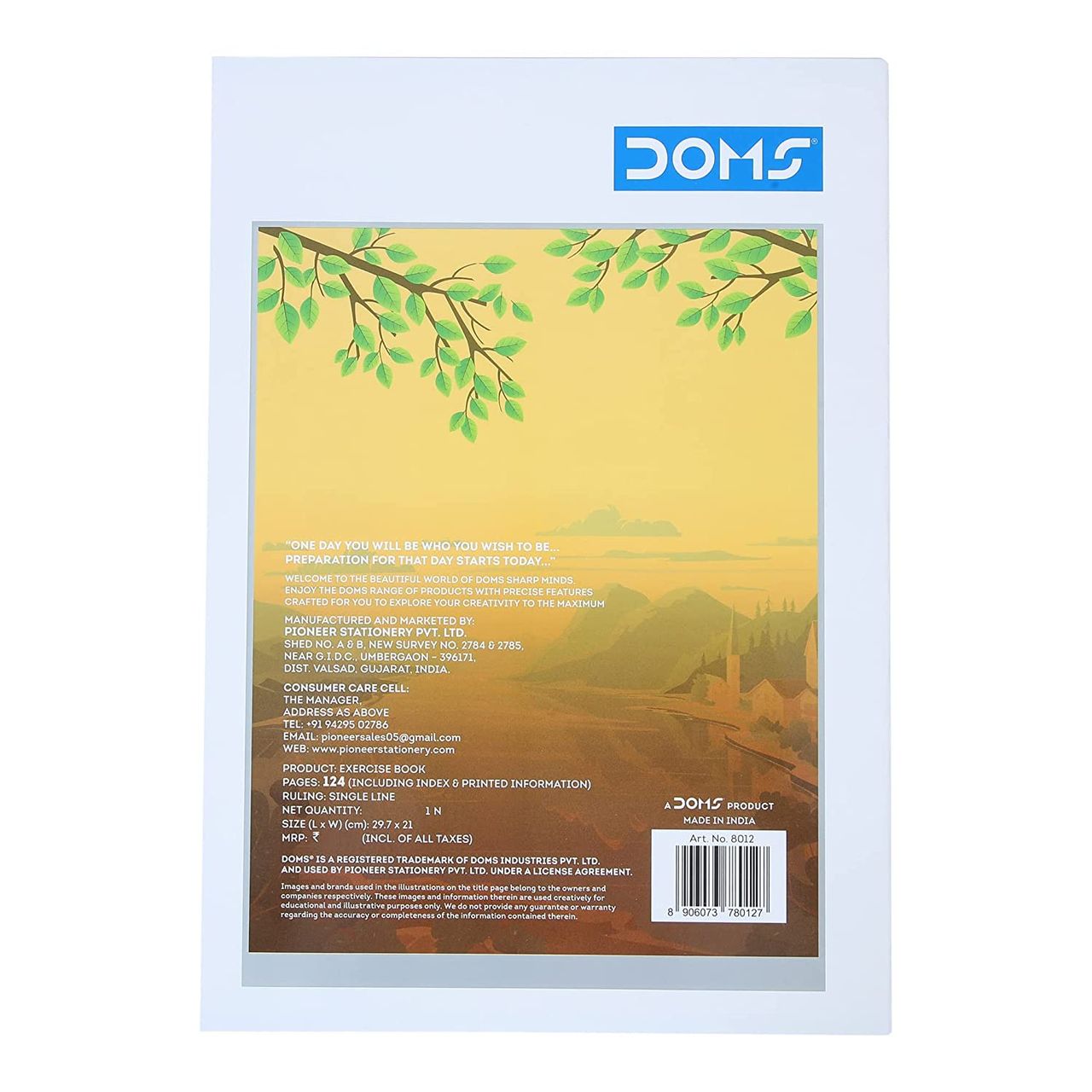 Doms Single Line A4 (Clean Up Series) Note Book-124 Pages