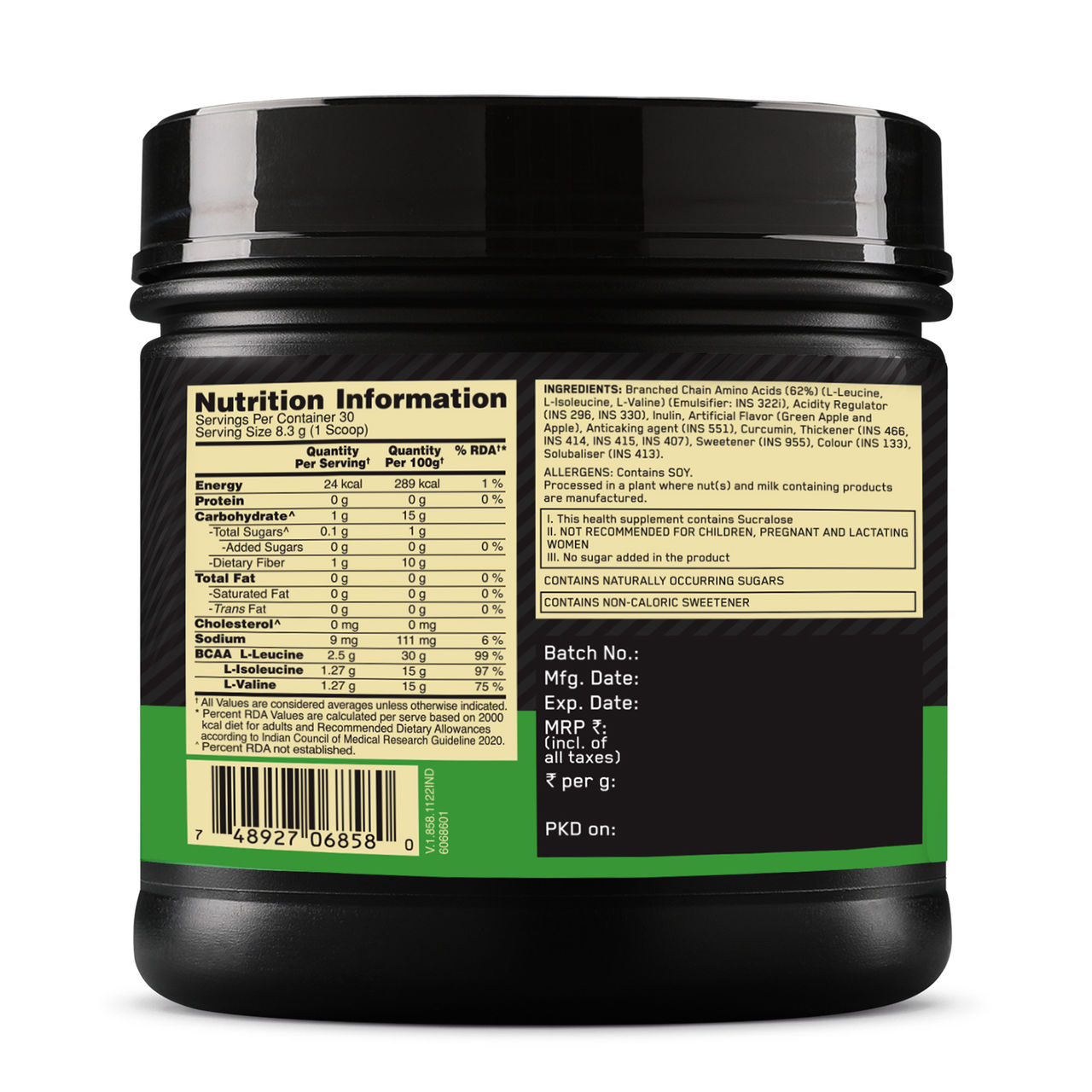 Optimum Ntrition (ON) BCAA Green Apple