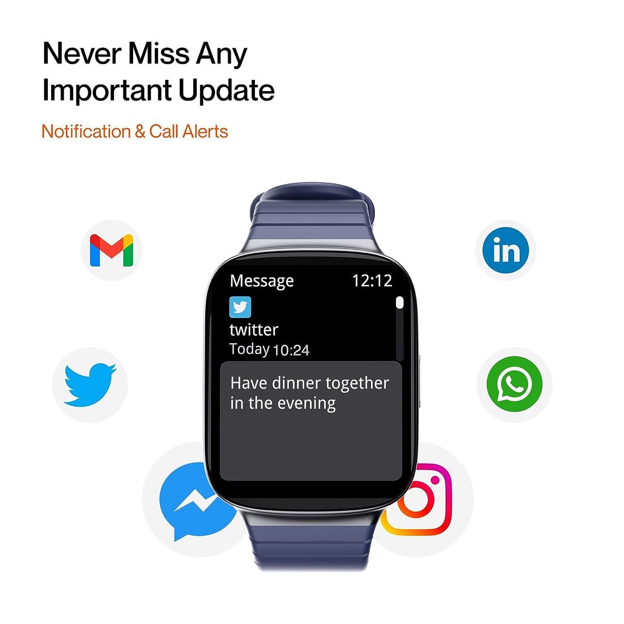 Ambrane Fitshot Edge Smartwatch With Health Monitoring | 1.69" HD Display | IP68 Waterproof - Blue