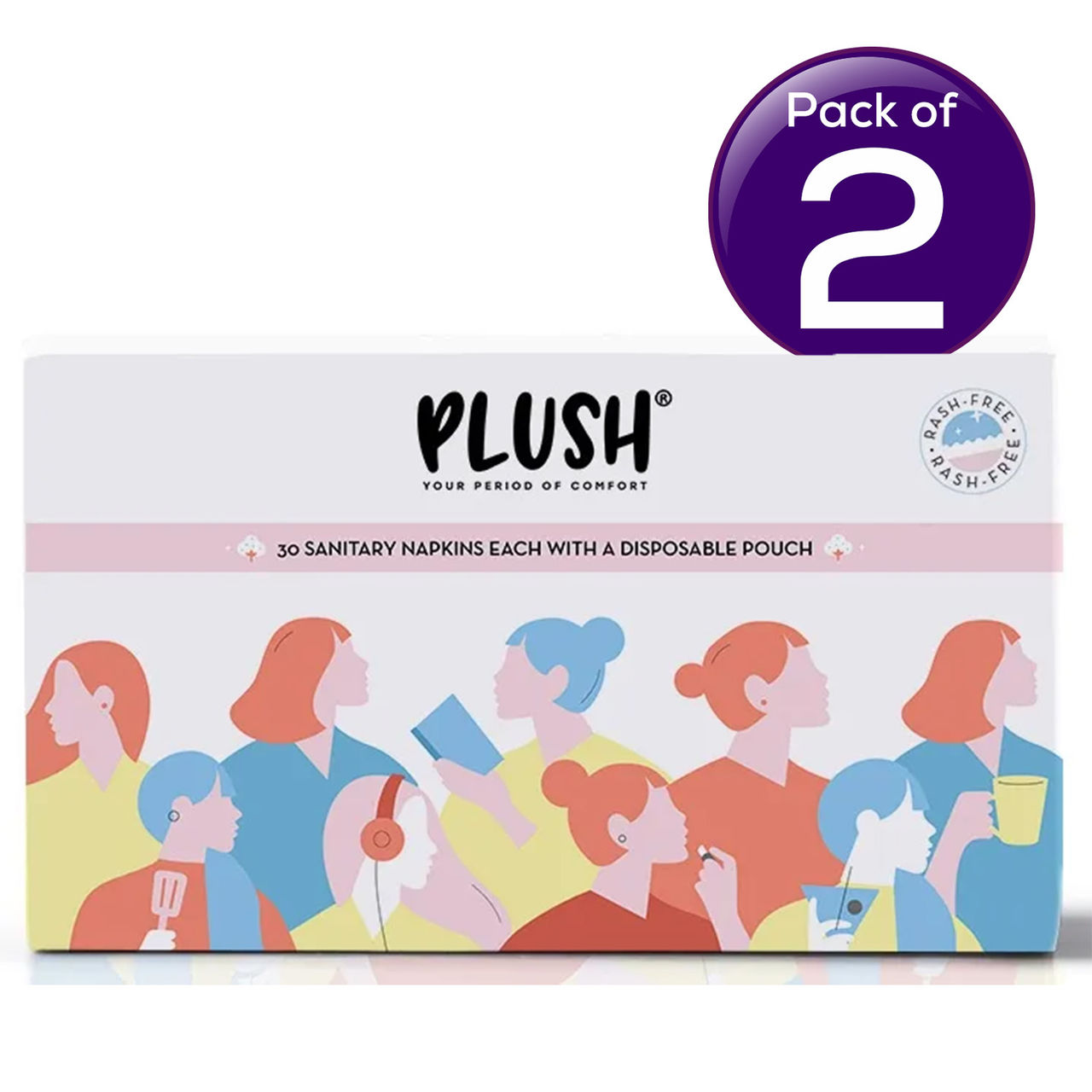 Plush Ultra Thin Sanitary Pads - 16L + 14XL 30 pc Combo
