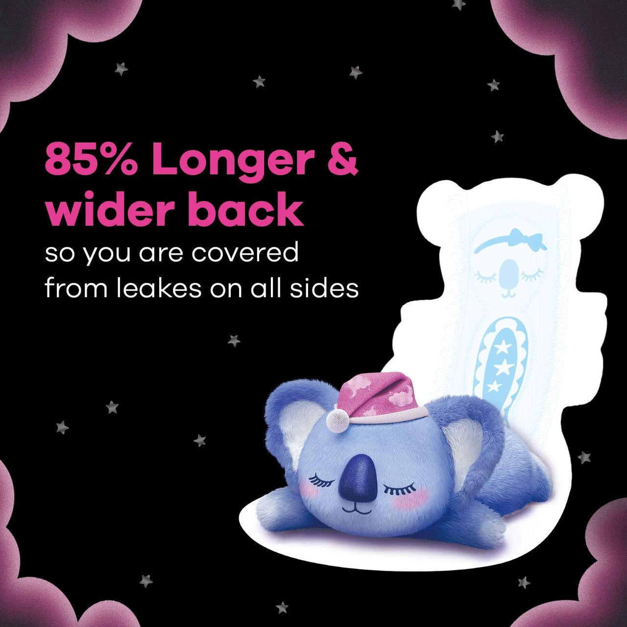 Whisper Bindazzz Nights 44 XXL Sanitary Pads, Upto 0% Leaks All Night Long 7 pc Combo