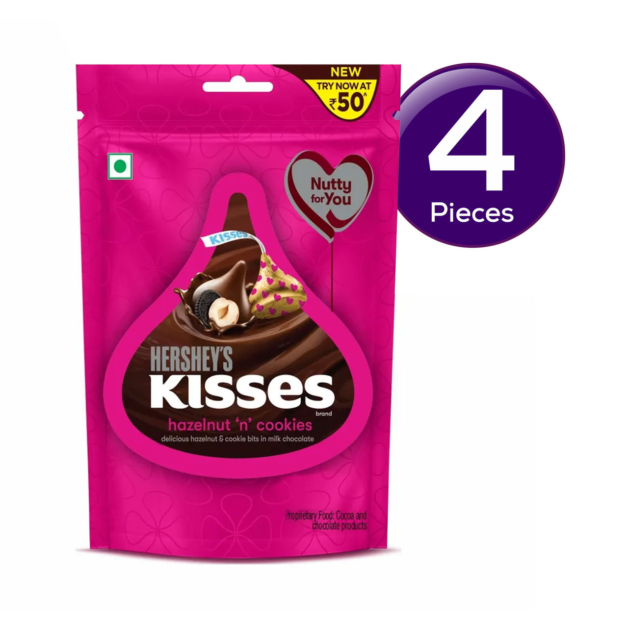 Hershey'S Kisses Hazelnut 'N' Cookies Chocolate Share Bag Small 33.6 g Combo