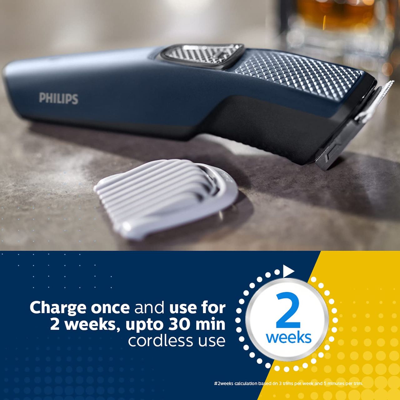 Philips Bt1232/15 Trimmer 30 Mins Runtime 3 Length Settings (Blue)