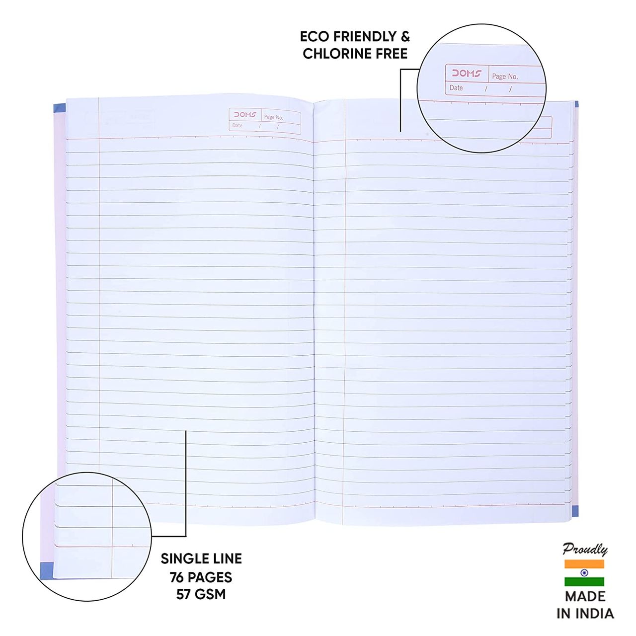 Doms Single Line NoteBook (My Beautiful Cities Series) Note Book - (27 cm x 17 cm)