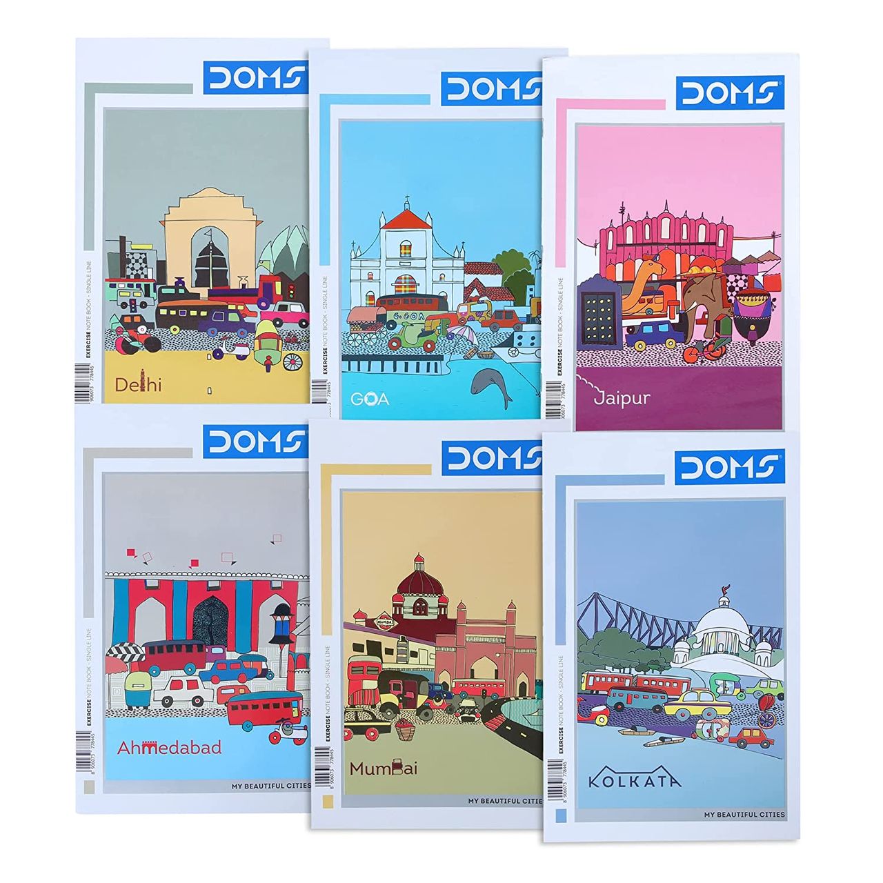Doms Single Line NoteBook (My Beautiful Cities Series) Note Book - (27 cm x 17 cm)