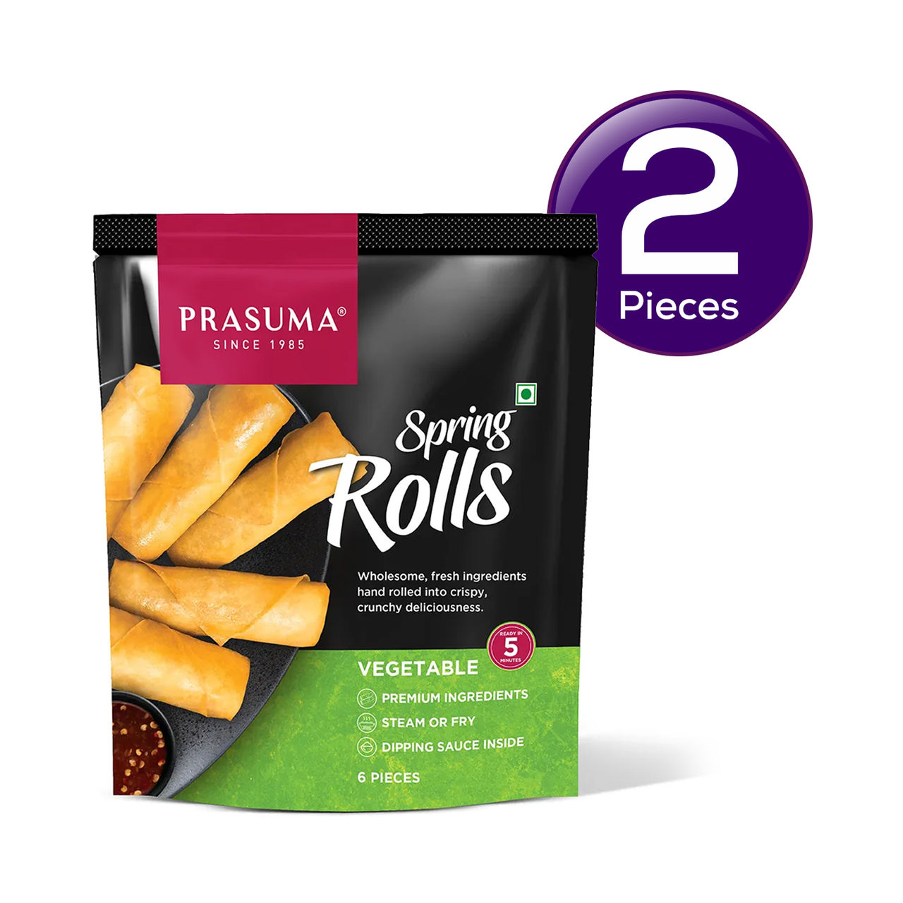 Prasuma Spring Rolls Veg Frozen 6 pc Combo