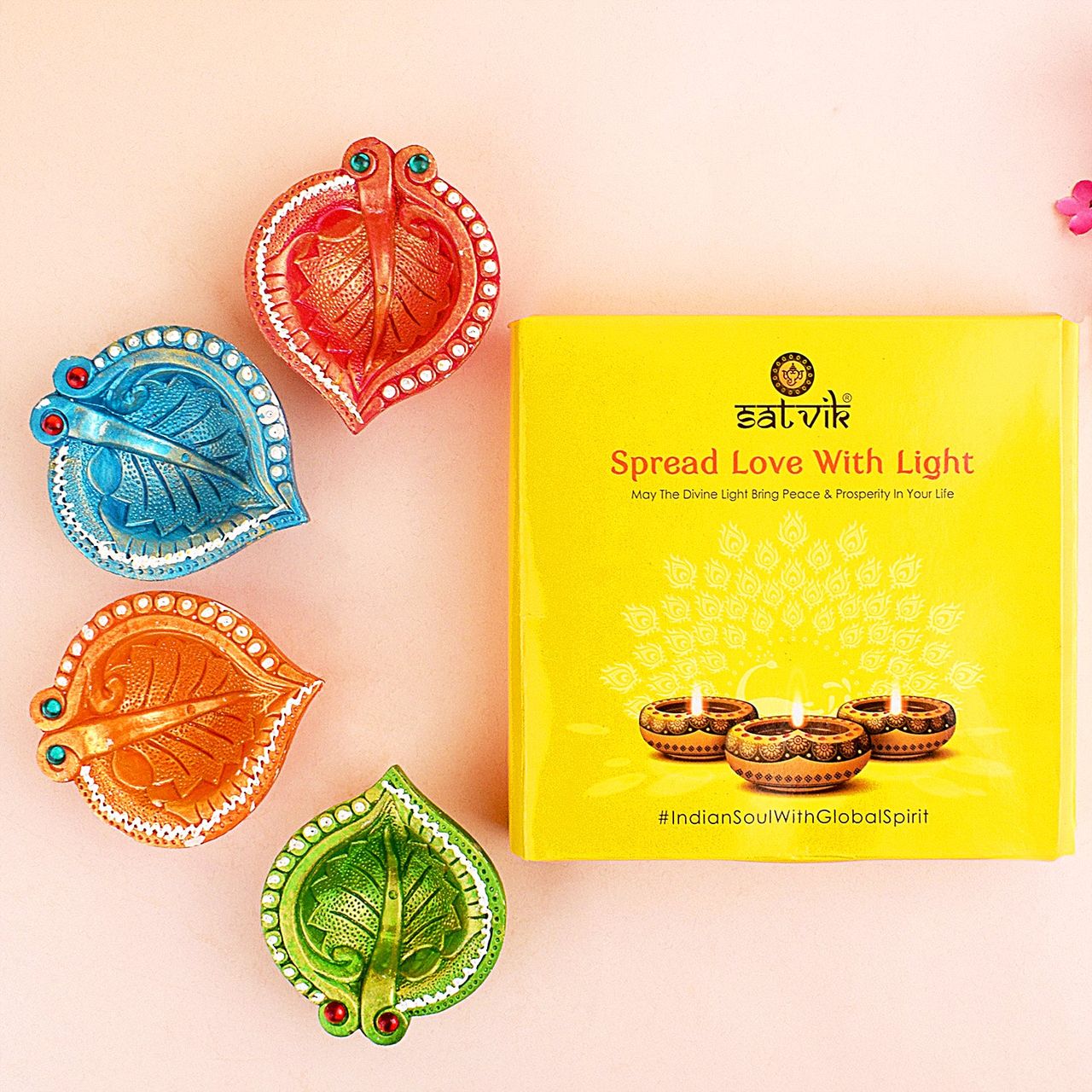 Satvik Designer Multicolor Clay Diya