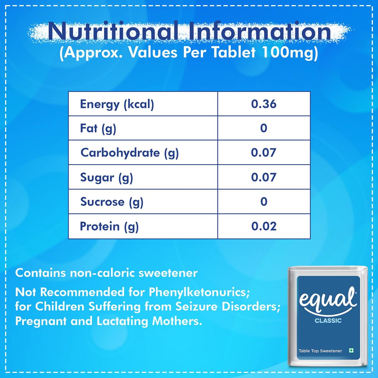 Equal Classic Zero Calorie Sweetener Sugar Free Calorie Control