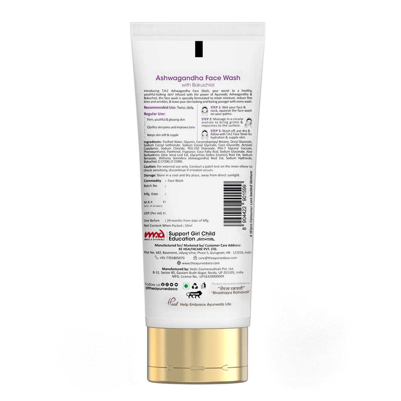 TAC Ashwagandha with Bakuchoil for Toning & Anti-Aging Face Wash