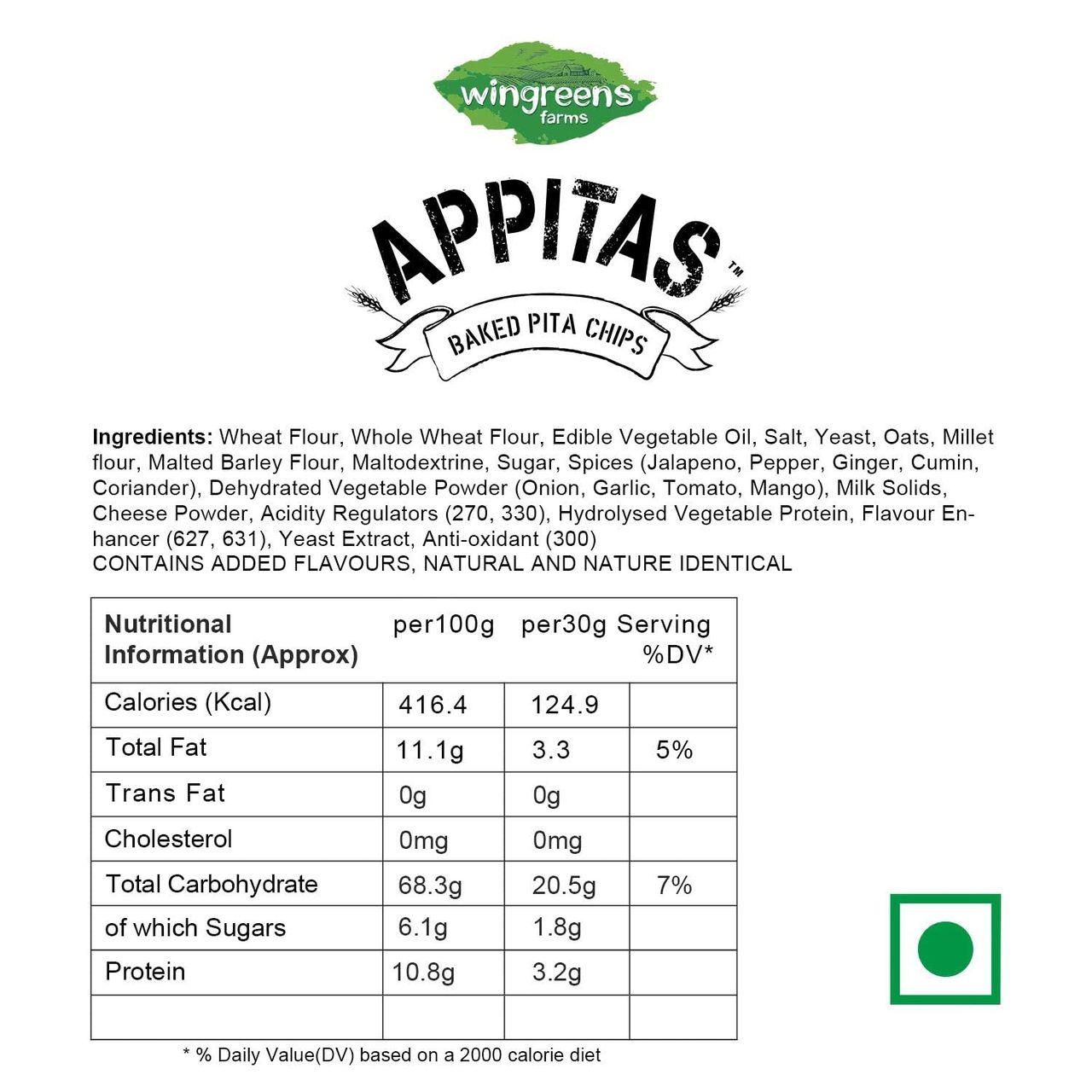Wingreens Farms Appitas Jalapeno Pita Chips
