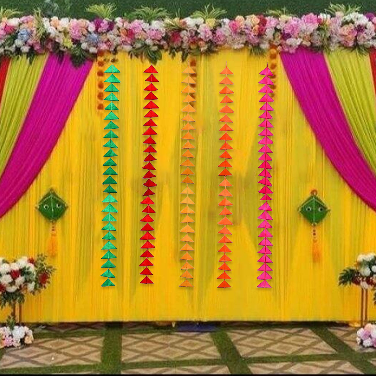 Party Propz Multicolour Triangle Hangings