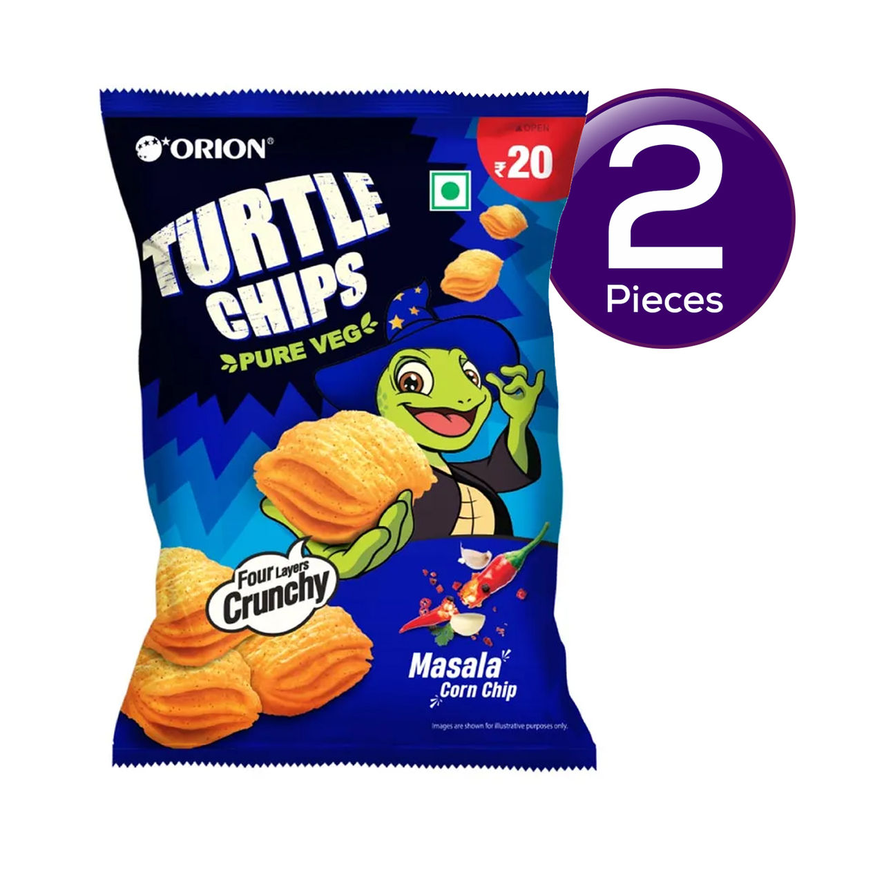Orion Turtle Chips - Masala Corn Chip 35 g Combo
