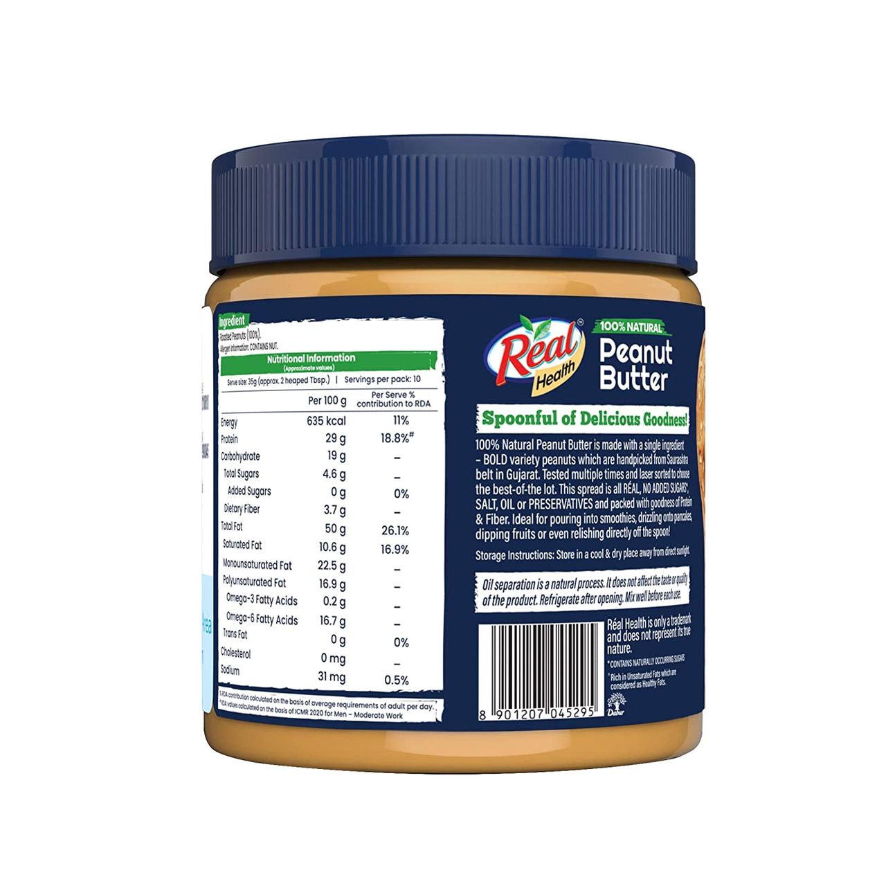 Real 100% Natural Peanut Butter -Creamy| No added Sugar Salt & Oil