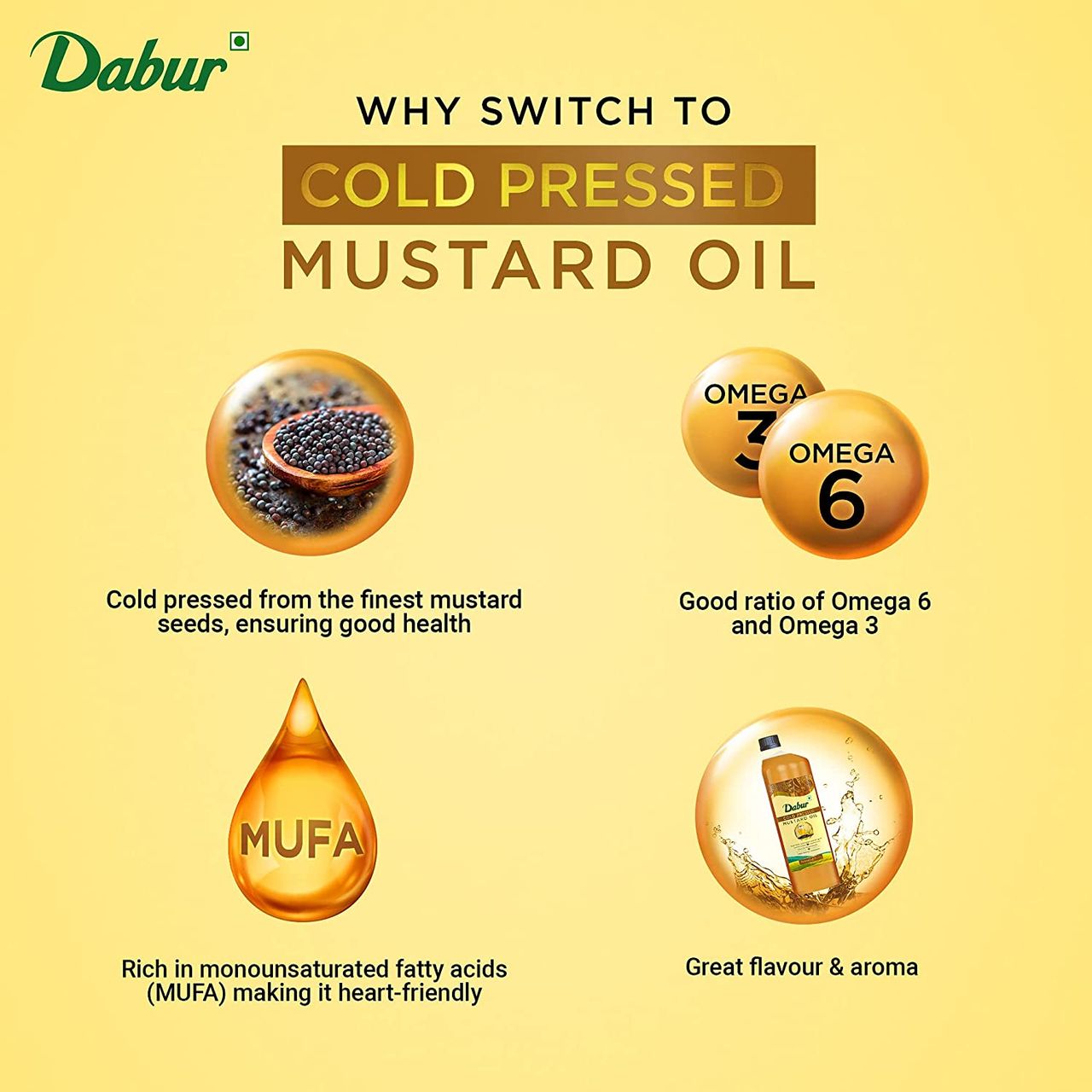 Dabur Cold Pressed Mustard Oil 1 l Combo