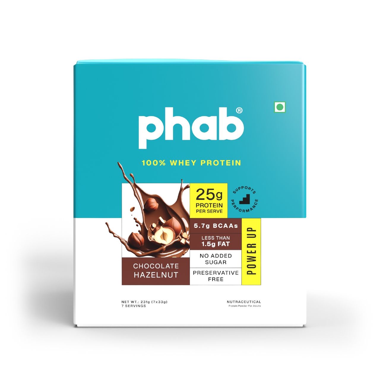Phab Chocolate Hazelnut 100% Whey Protein Powder Pack Of 7